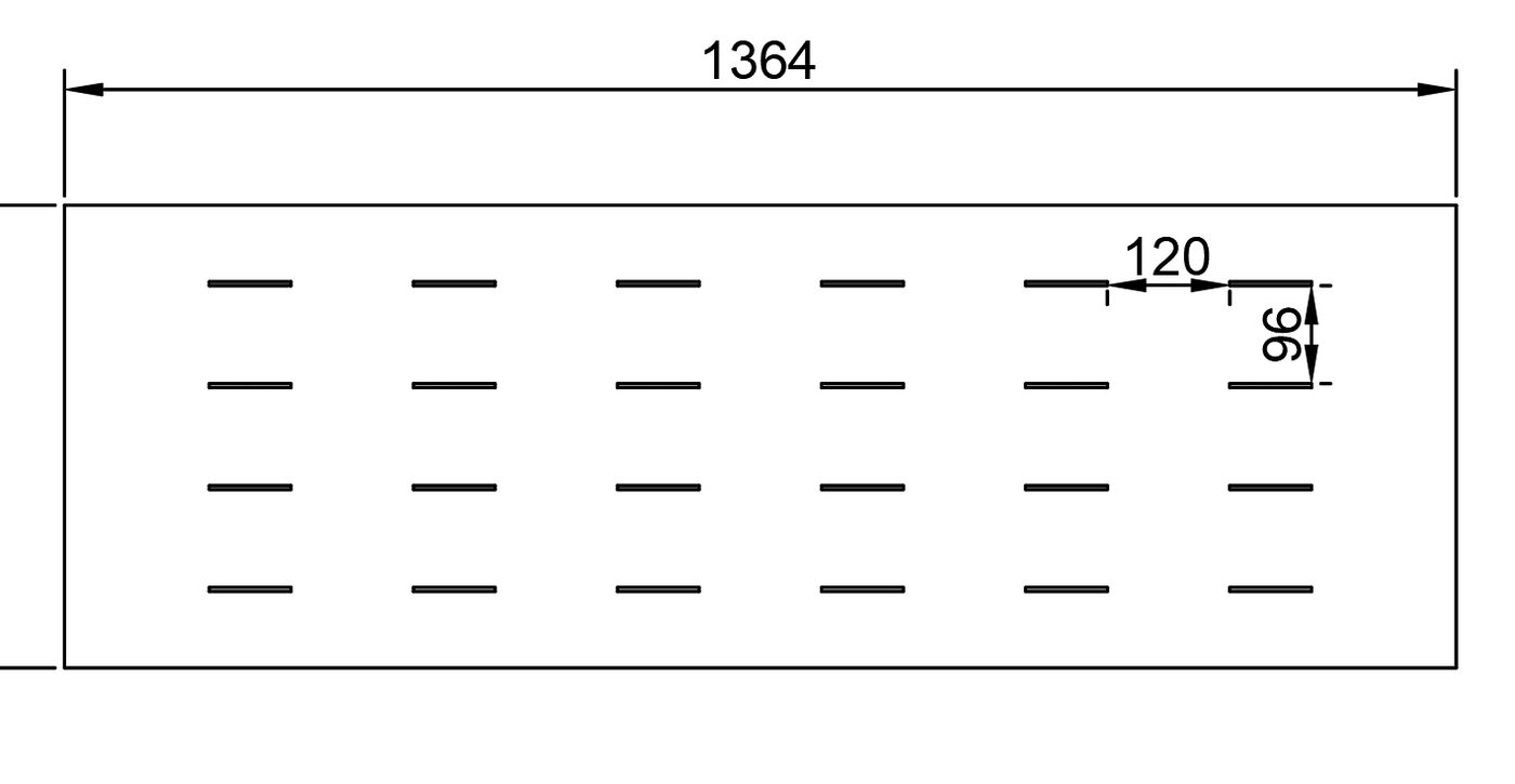 滿條孔尺寸圖:長條孔上下對齊,孔長 120、上下間距 96